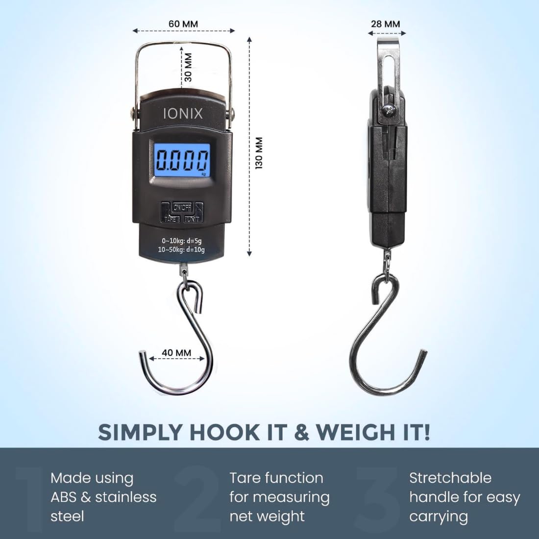 50kg Digital Luggage Weighing Scale. Portable Electronic Weight Machine for Travel & Flights. LCD Display. Accurate, Lightweight, Handheld Luggage Scale for Bags, Suitcases, Home, Airport Use. CHERRI BERRY BY GOLDEN SPARROW