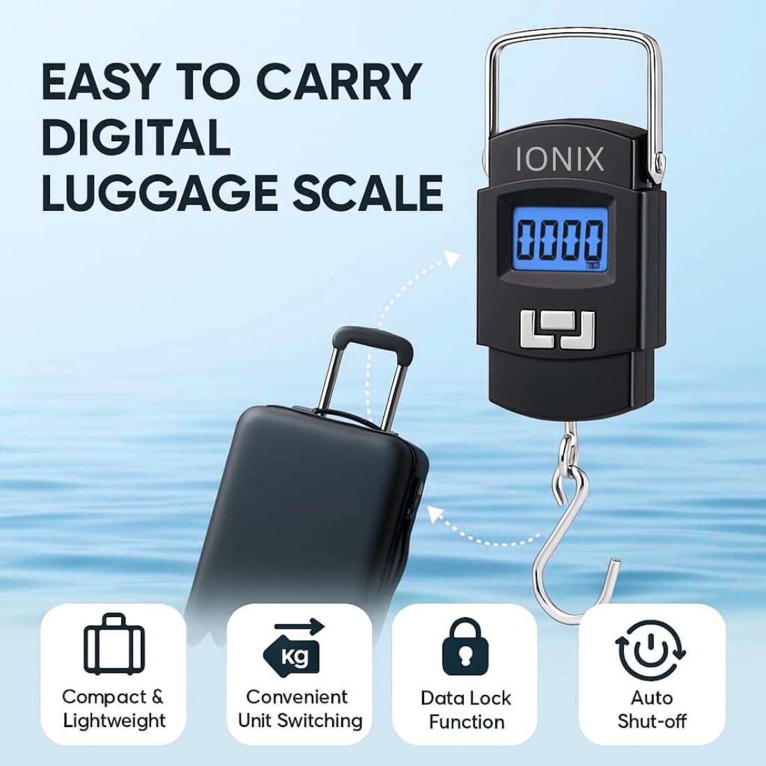 50kg Digital Luggage Weighing Scale. Portable Electronic Weight Machine for Travel & Flights. LCD Display. Accurate, Lightweight, Handheld Luggage Scale for Bags, Suitcases, Home, Airport Use. CHERRI BERRY BY GOLDEN SPARROW