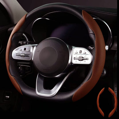Universal Car Anti Skid Non Slip Dark Brown Steering Wheel Grip Covers