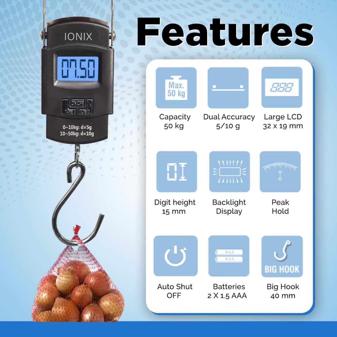 50kg Digital Luggage Weighing Scale. Portable Electronic Weight Machine for Travel & Flights. LCD Display. Accurate, Lightweight, Handheld Luggage Scale for Bags, Suitcases, Home, Airport Use. CHERRI BERRY BY GOLDEN SPARROW