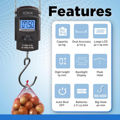 50kg Digital Luggage Weighing Scale. Portable Electronic Weight Machine for Travel & Flights. LCD Display. Accurate, Lightweight, Handheld Luggage Scale for Bags, Suitcases, Home, Airport Use. CHERRI BERRY BY GOLDEN SPARROW