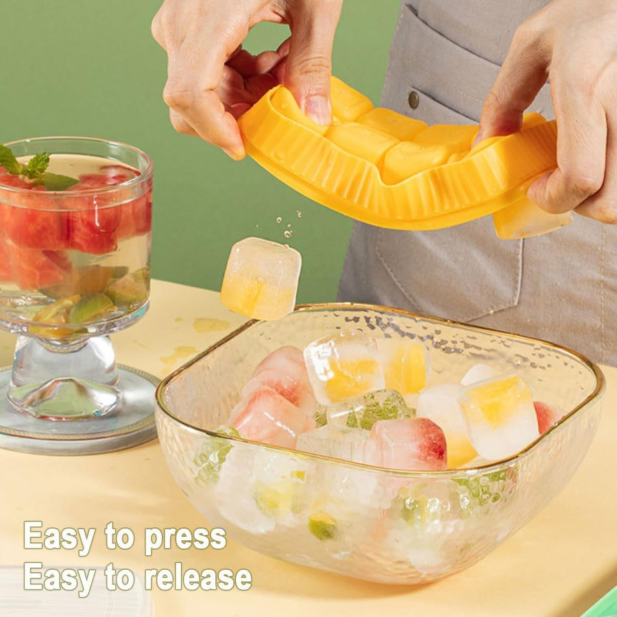 2 pcs Ice Cube Tray with Lids 2-Inch Large Size Silicone Flexible 8 Cavity Ice Maker for Whiskey and Cocktails, Keep Drinks Chilled (Multicolor) CHERRI BERRY BY GOLDEN SPARROW