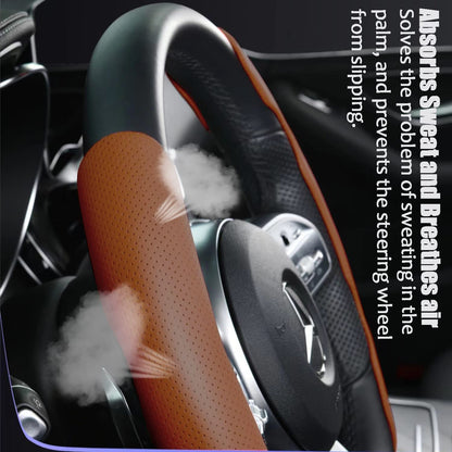 Universal Car Anti Skid Non Slip Dark Brown Steering Wheel Grip Covers