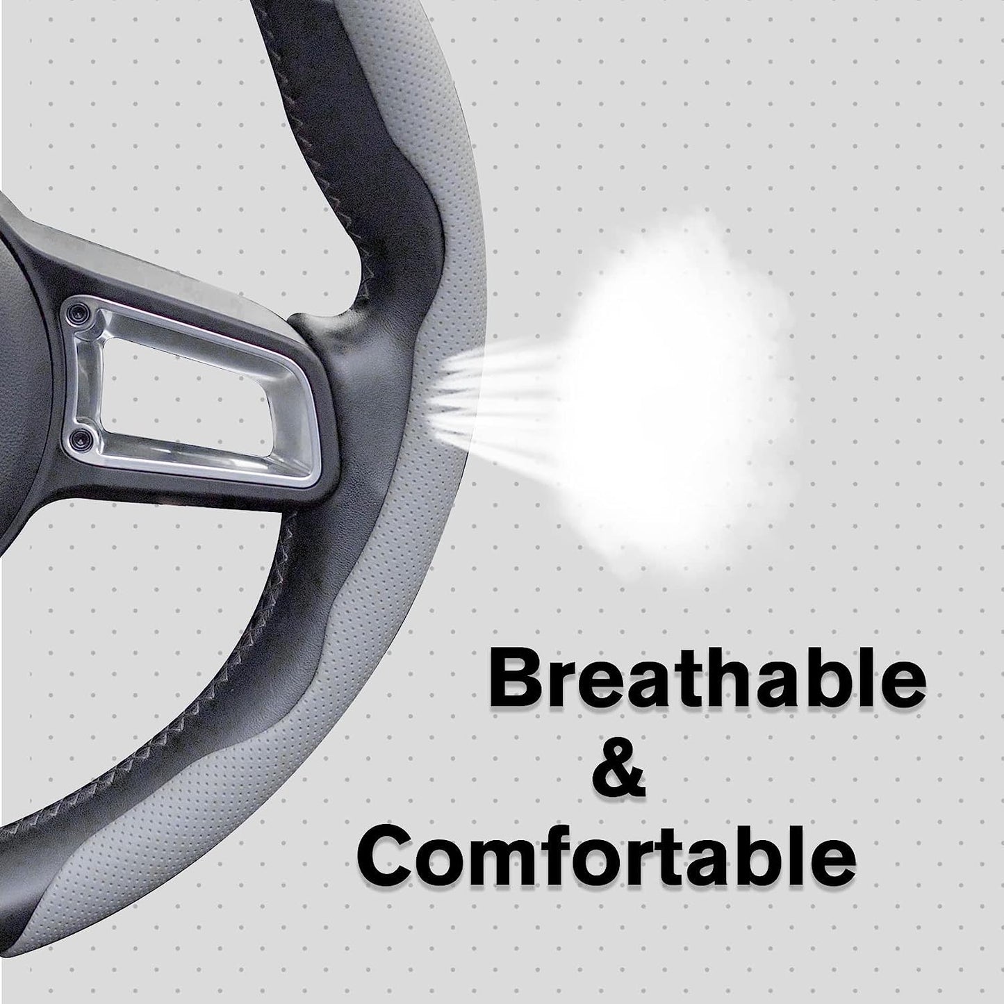 Universal Car Anti Skid Non Slip Grey Leather Steering Wheel Grip Covers